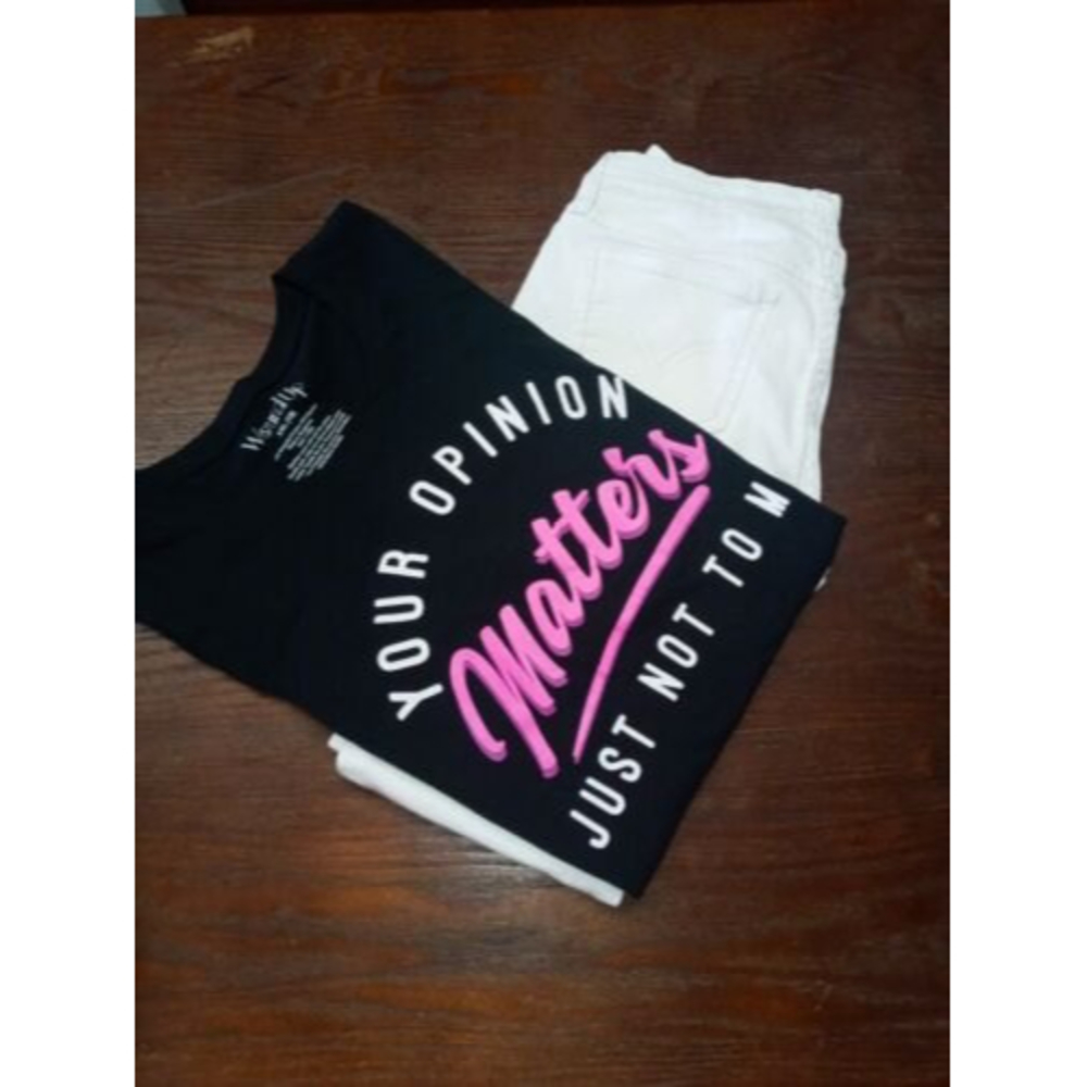 Women's Your Opinion Matters Just Not To Me T Shirt  Short Sleeve Black